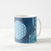 Mug Géométrie brillante Sacrée Univers bleu étincelant (Devant droit)