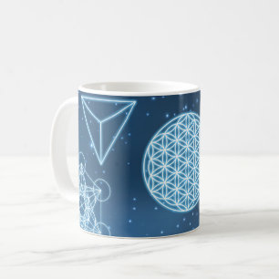 Mug Géométrie brillante Sacrée Univers bleu étincelant