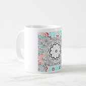 Mug Géométrie en cyan rose africain (Devant gauche)