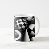 Mug Géométrie monochrome hypnotique – Illusion optique (Devant droit)