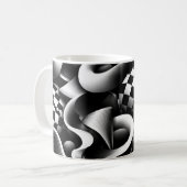 Mug Géométrie monochrome hypnotique – Illusion optique (Devant gauche)