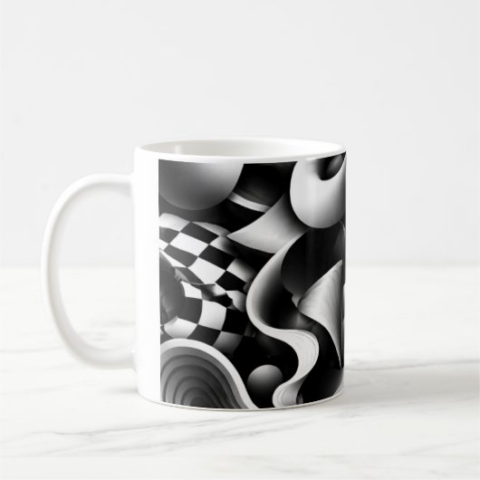 Mug Géométrie monochrome hypnotique – Illusion optique (Gauche)