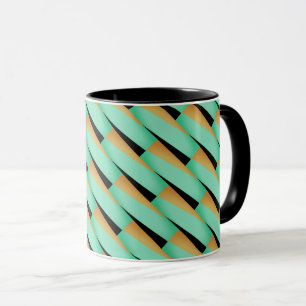 Mug Géométrique Abstrait/Turquoise Noir & Tans