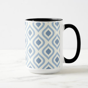 Mug géométrique Abstraite, bleu et blanc cassé
