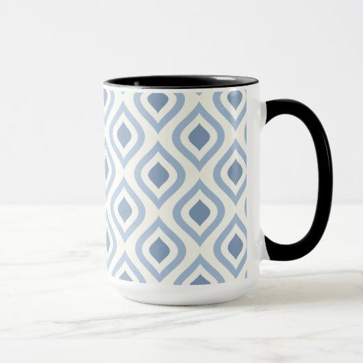 Mug géométrique Abstraite, bleu et blanc cassé (Droite)