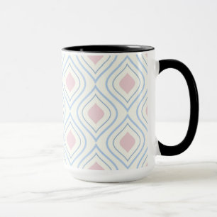 Mug géométrique Abstraite, bleue, rose et blanc cassé