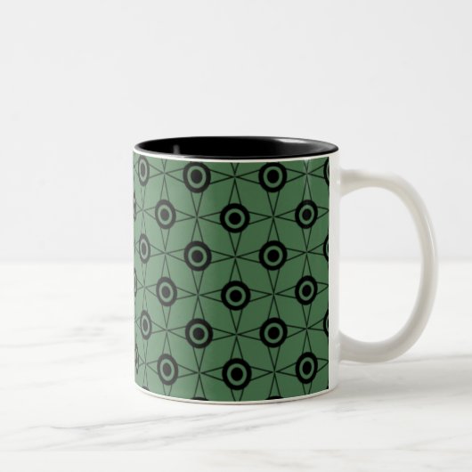 Mug géométrique de Funk rétro, vert de trèfle (Droit)