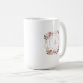 Mug géométrique doré à fleurs roses (Devant droit)