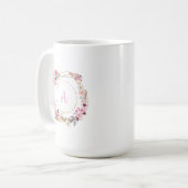 Mug géométrique doré à fleurs roses (Devant gauche)