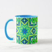 Mug Géométrique étoile Abstraite - Vert chaux et bleu (Gauche)