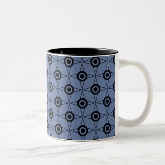 Mug géométrique funk rétro, bleu doux (Droit)
