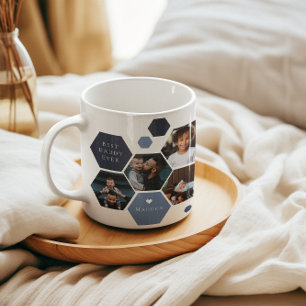 Mug Géométrique Hexagone   Moderne 4 Photo Fête des Pè