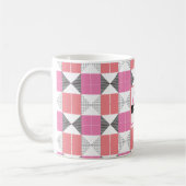 Mug Géométrique moderne rose et noir monogrammé (Gauche)
