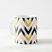 Mug Géométrique Noir, Or, Rose et Blanc Chevron (Devant gauche)