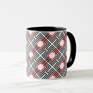 Mug Géométrique rouge et blanc noir