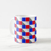 Mug géométrique Rouge noir blanc & bleu motif esthétiq (Devant gauche)