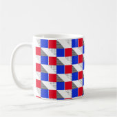Mug géométrique Rouge noir blanc & bleu motif esthétiq (Gauche)