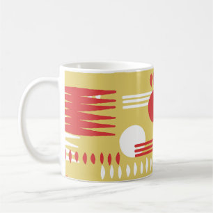 Mug Géométrique sans fumée : Vintage jaune-rouge.
