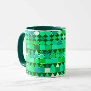 Mug Géométrique Tribale moderne, vert émeraude et Aqua