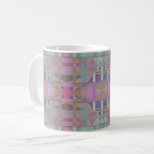 Mug Géométrique vert violet rose (Devant gauche)