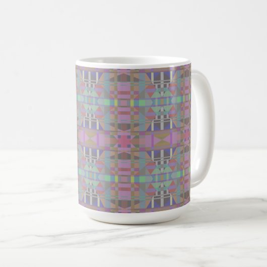 Mug Géométrique vert violet rose (Devant droit)