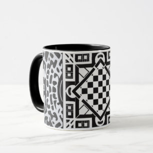 mug, geometrische patronen in zwart-wit mok
