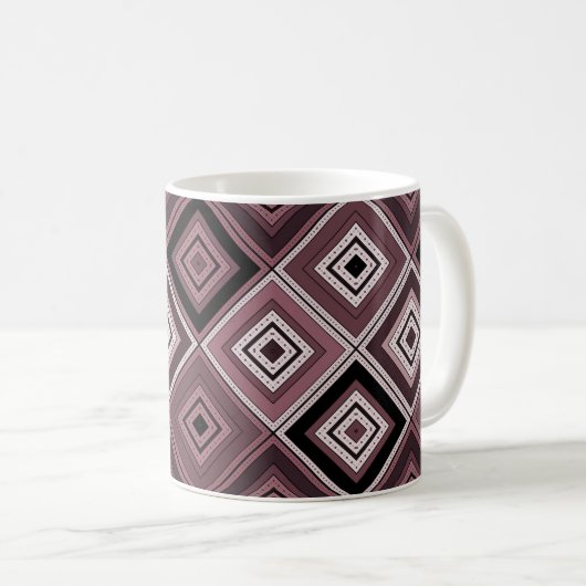 Mug Geometry ethnic patchwork brown burgundy (Devant droit)