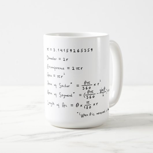 Mug Geometry of a Circle Math Formula Educational (Devant droit)