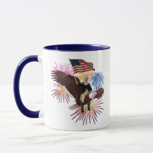 Mug George Washington chevauchant un aigle avec un dra