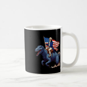Mug George Washington drôle chevauchant un Tyrannosaur