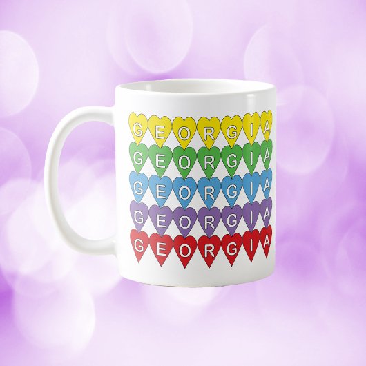 Mug Georgia Heart Pattern Rainbow