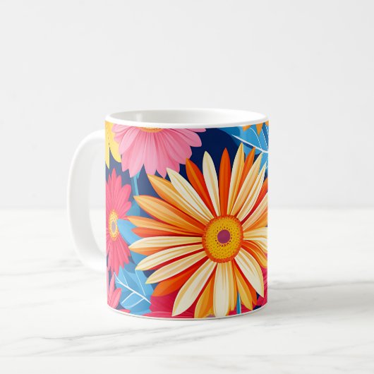 Mug Gerbera Daisies Vibrant Plante Fleurs (Devant gauche)