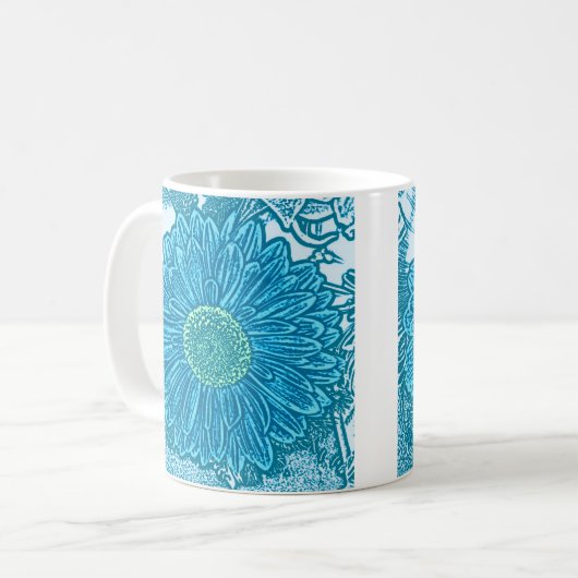 Mug Gerbera Daisy Block Imprimer - bleu marine (Devant gauche)