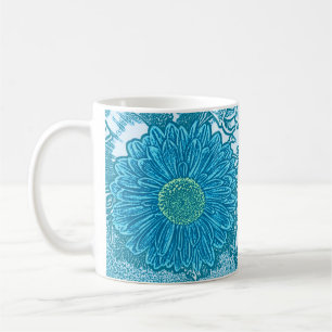 Mug Gerbera Daisy Block Imprimer - bleu marine