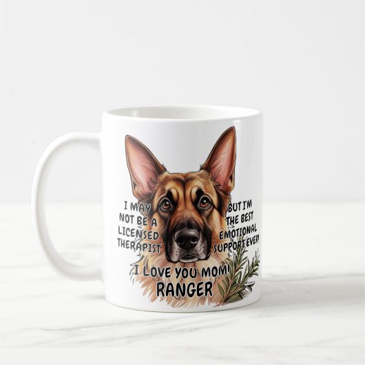 Mug German Shepherd Ajouter le nom du chien, modifier  (Gauche)