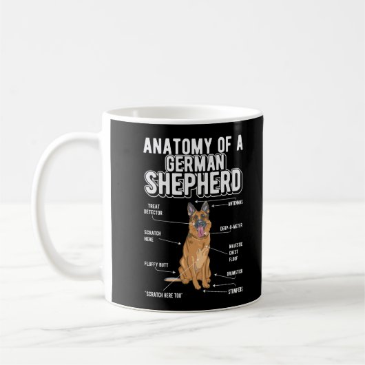 Mug German Shepherd Anatomy Funny Dog (Gauche)