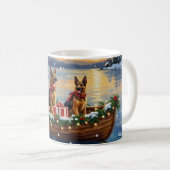 Mug German Shepherd Christmas Boat Holiday (Devant droit)