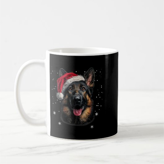 Mug German Shepherd Christmas Funny Santa Hat Dog Xmas (Gauche)