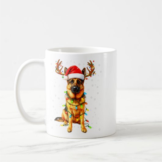 Mug German Shepherd Christmas Tree Lights Pajama Dog L (Gauche)