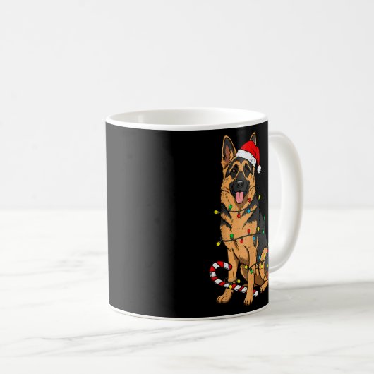Mug German Shepherd Dog Christmas Lights Xmas Pet Dog (Devant droit)