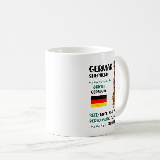Mug German Shepherd Origin Funny German Shepherd Lover (Devant droit)