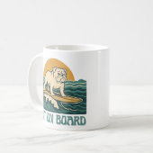 Mug Get On Board Surfer Dog Retro Art -Bulldog Surfing (Devant gauche)