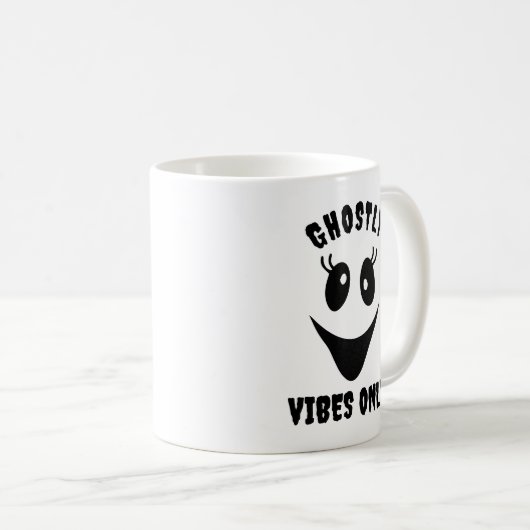 Mug Ghost Face Ghostly Vibes Only Custom Halloween (Devant droit)