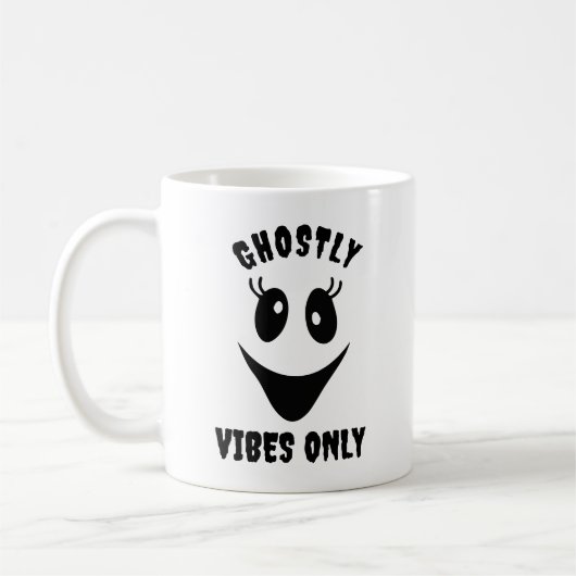 Mug Ghost Face Ghostly Vibes Only Custom Halloween (Gauche)