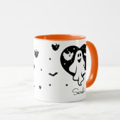 Mug Ghost Halloween mignon Avec Coeur Et Chat (Devant droit)