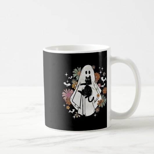 Mug Ghost Holding Chat noir Super Floral Halloween Go (Droite)