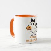 Mug Ghost mignon avec Bow et Citrouille | Halloween (Devant gauche)