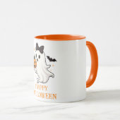 Mug Ghost mignon avec Bow et Citrouille | Halloween (Devant droit)