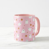 Mug Ghost mignon et Citrouille Motif d'Halloween rose (Devant droit)