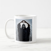Mug Ghost Red Heart Hands Y Face Halloween Valentines  (Gauche)